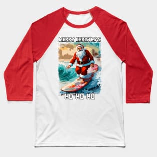 Funny Santa Claus surfing in the summer pop art illustration Baseball T-Shirt